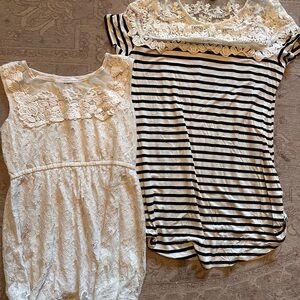 Lace and Striped Maternity Top Lot